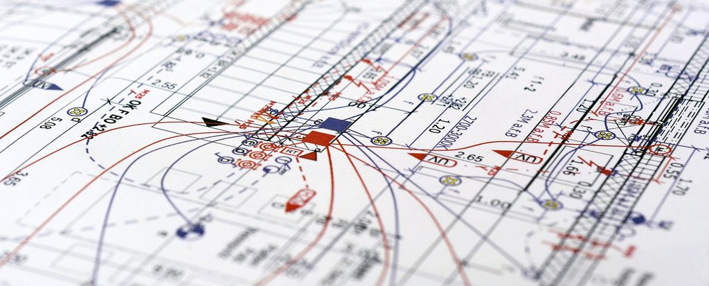 Electrical engineering plans showing distribution of electricity amongst different plants